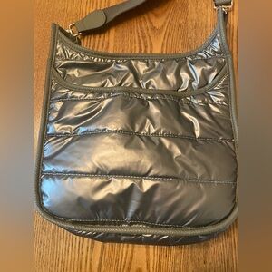 Shiny Olive Green Quilted Shoulder Bag